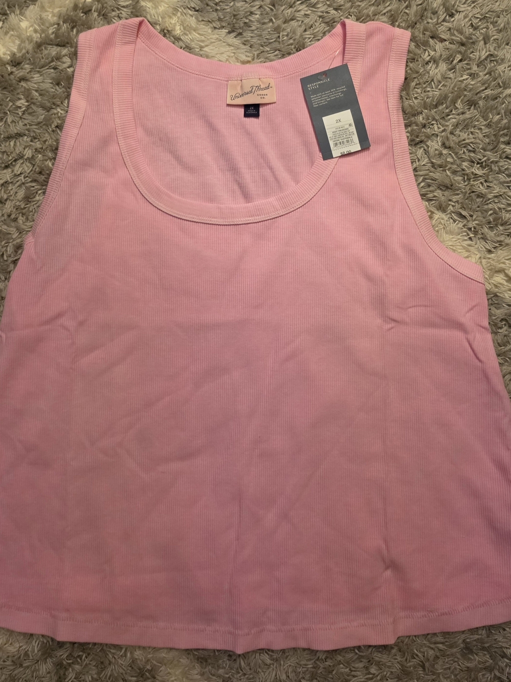 Universal Thread Light Pink Ribbed Scoop Tank